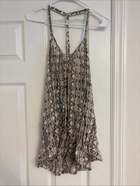 Amuse Society Beige and Black Printed Strappy Cami